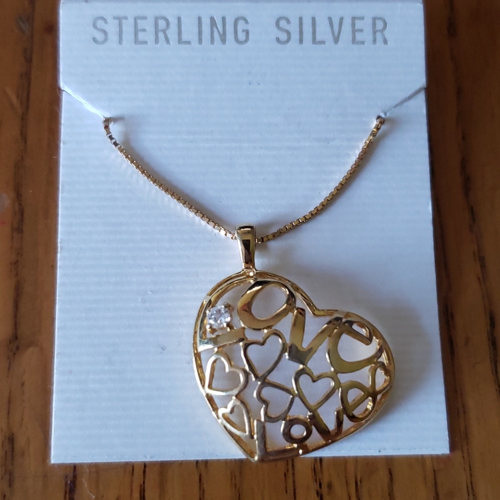 NEW Vermeil Heart Love pendant  18karat over SS